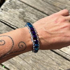 Blue & purple crystal chain bracelet